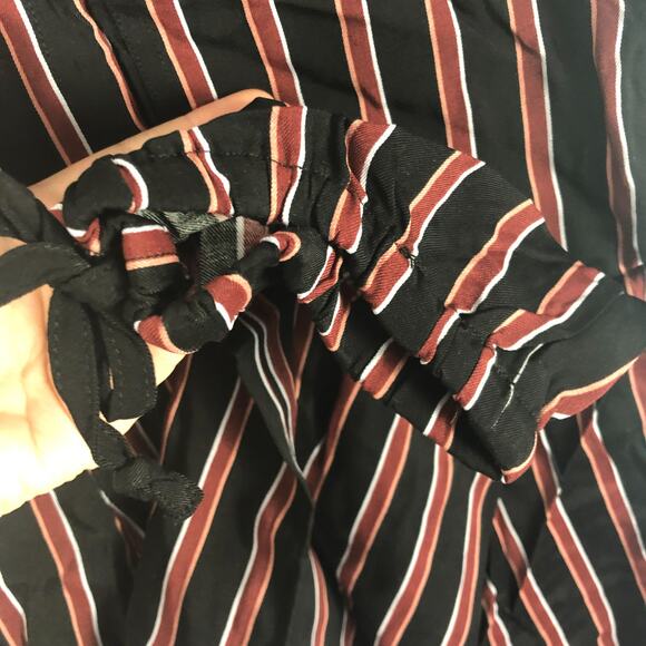 Anthropologie Black Red Striped Ankle Tie Cropped Jogger Pants Sz. M NEW - Picture 6 of 11